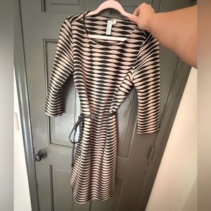 NWT Emma & Michele Tan and Black Striped Dress with Tie Belt Work dress